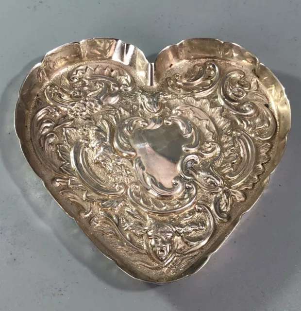 Victorian Silver Heart Dish William Comyns Birmingham 1893 DZX