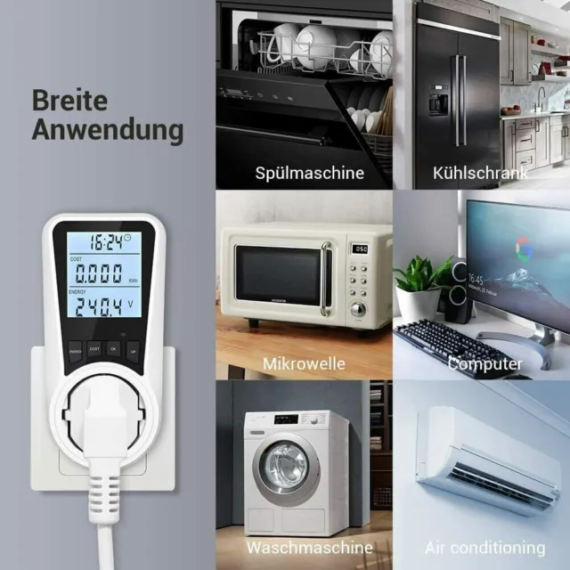 White Dual Rate Electricity Meter Energy Cost Measurement Power Backup Function