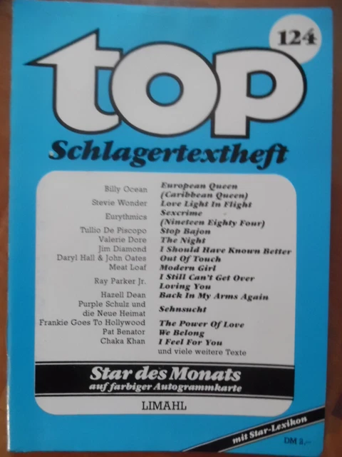 TOP SCHLAGERTEXTHEFT 124 mit Autogrammkarte Limahl Hits Jennifer Rush Bravo