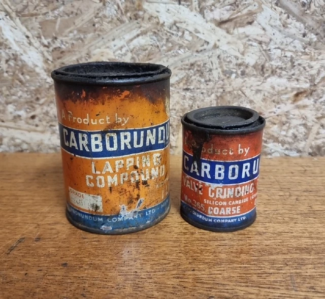 VINTAGE CARBORUNDUM LAPPING Compound Valve Grinding Tin Can Oil £16.95