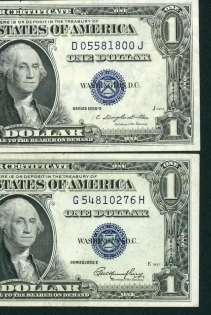 (( TWO NOTES )) $1 1935 (( CU / AU )) Silver Certificate ** PAPER CURRENCY