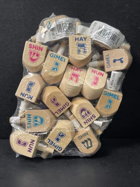 Happy Chanukah 16 Wooded Hanukkah Dreidel Jewish Spinning Tops