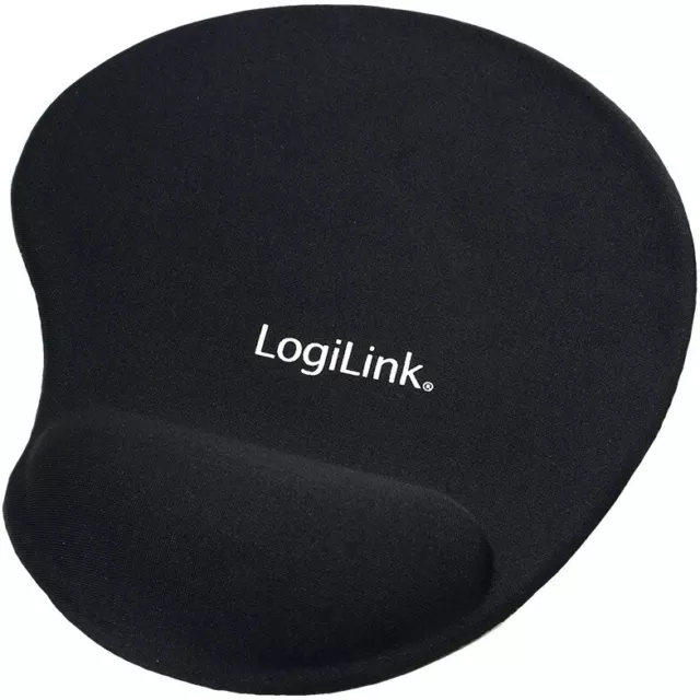 LogiLink Mauspad mit Silikon Gel Handauflage schwarz ID0027 Mousepad