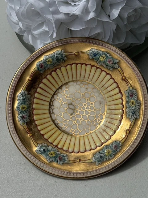 ▲18 ARDALT CAPODIMONTE ITALY アンティーク カップ& ソーサー(1客)▲洋食器/カポディモンテ/金彩/西洋陶器/消費税0円 Ardalt Capodimonte Italy Small Hand Painted Dish Signed ⁄ Stamped