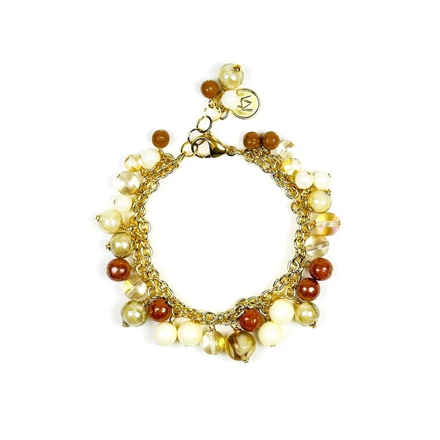 Bracciale in Vetro di Murano - Mod. Jessy, 21 cm (Disponibile nei colori Gold e Silver