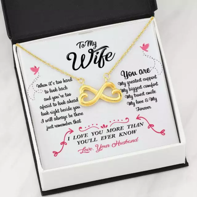 Husband To Wife My Support Comfort Smile Message Card + Infinity 3 Necklace