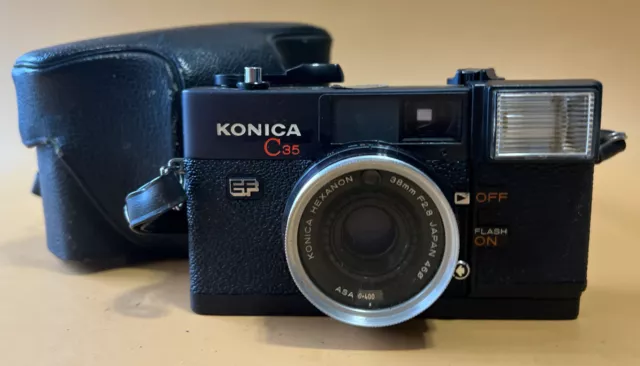 [Near MINT] Flash Works Konica C35 EF 35mm Point & Shoot Film Camera From JAPAN