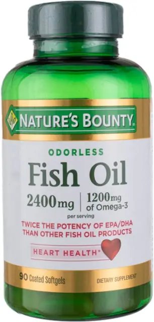 Nature’S Bounty Fish Oil,2400Mg, 200Mg of Omega-3, 90 Coated Softgels  For Heart