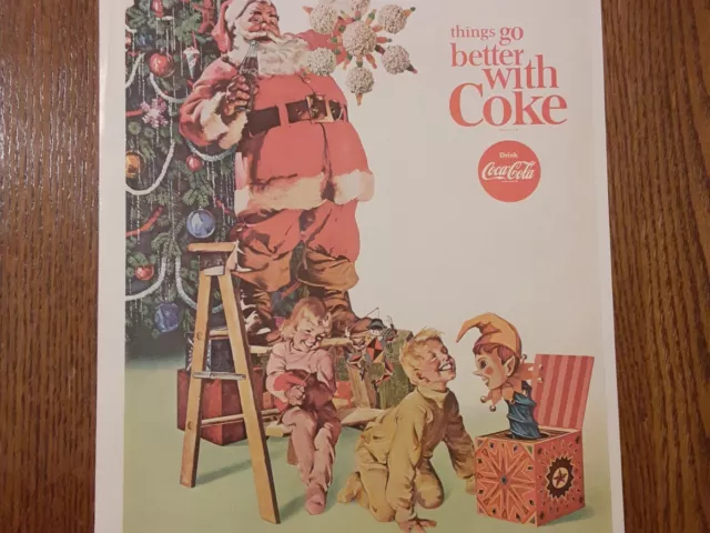 Vintage 1965 Coca-Cola Christmas Santa Boys Life Magazine Ad.