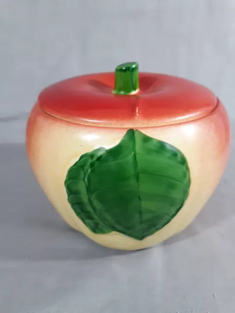 Vintage 1940's Hull Pottery Blushing Apple Grease Jar No Insert USA