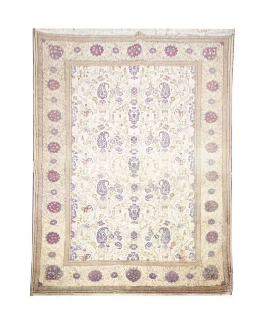 Oriental Rug Handmade Carpet Vintage Rug,  Cream Wool Living Room Rug