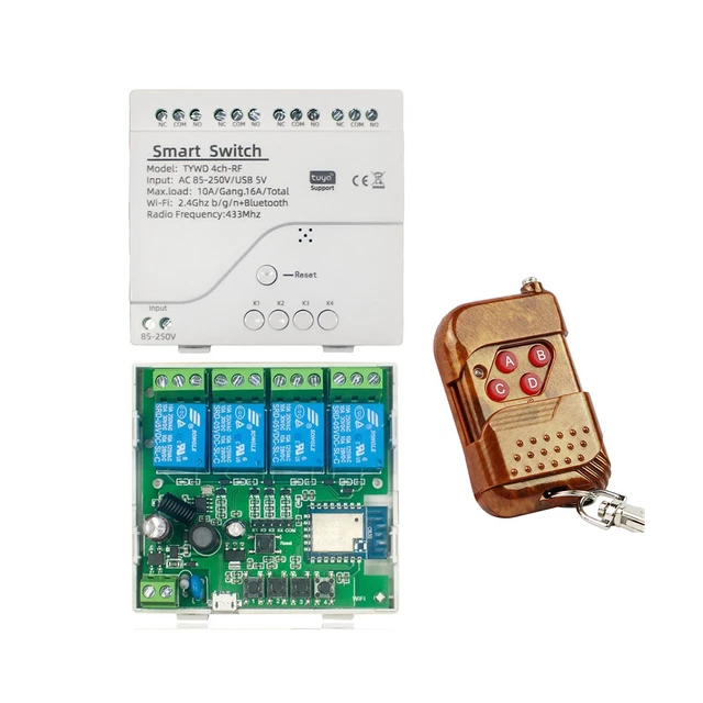 Tuya  Switch WiFi DIY Timer+Remote AC 85V-250V 4CH  Smartlife Home1907