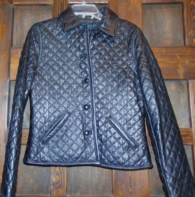 Womens Kenneth Cole Reaction Women's Size M Black Leather Quilted Jacket
