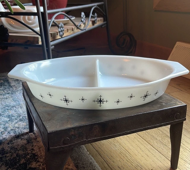 Vintage 1959 Pyrex Promotional Snack Server or Compass Pattern Divided Dish