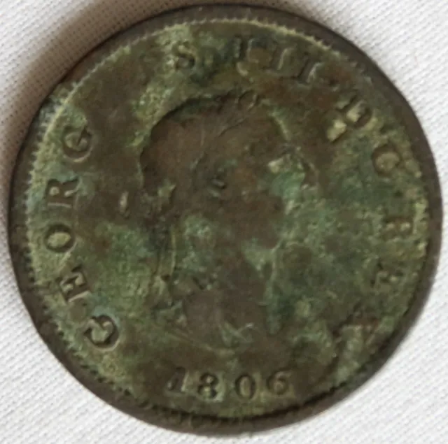 1806 George the 3rd 1/2 Penny Coin (c33)