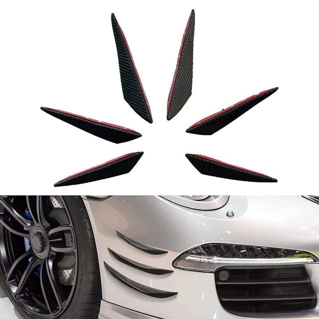 Kit Universal Spoiler Canards Paraurti Nero Adesivo Anteriore Ricambio