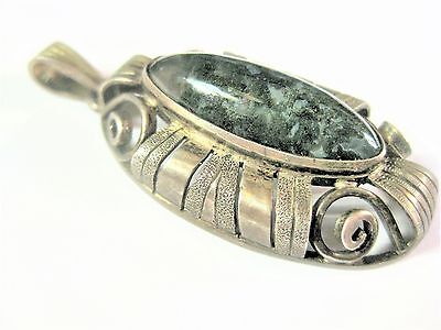 Antique Pendant Silver 835 With Moss Agate, 0.3oz