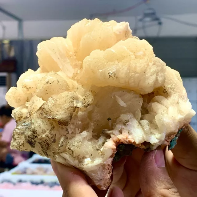 441G Natural yellow Calcite quartz crystal cluster mineral specimen healing