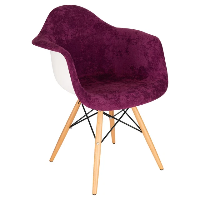Leisuremod Willow Velvet Eiffel Wooden Base Accent Chair With Purple W24VPR