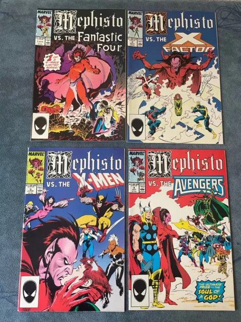 Mephisto vs #1-4 1987 Marvel Comic Book Complete Set Mini Series Milgrom VF