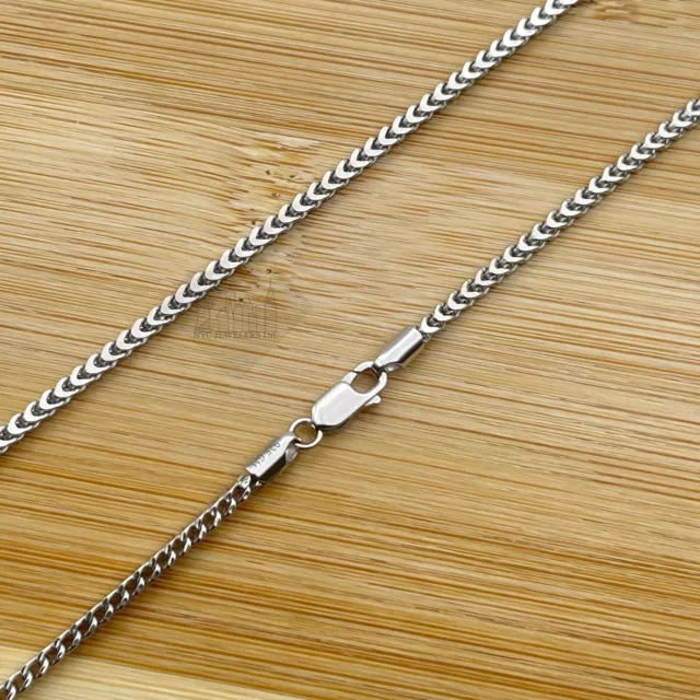 Italian Solid Sterling Silver Franco Chain Necklace Thick 925 Silver Chain 2.5MM