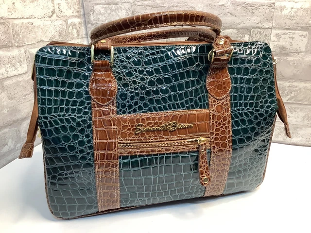 Samantha Brown Croco Embossed Carry-on Green Brown Travel Bag 16” Luggage NWOT 3