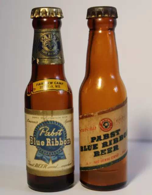 1950S VINTAGE PABST Blue Ribbon Beer Bottles MINIATURE BOTTLES Sedalia ...