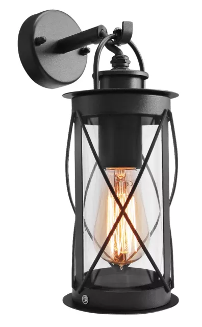 Outdoor Garden Wall Lantern Light Black Metal with Glass Down Wall Lantern ZLC14