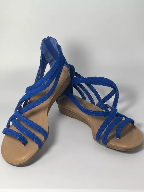 CARLOS by Carlos Santana Womens Amara Blue Casual Strappy Flat Sandal Size 6