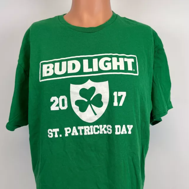 Bud Light St Patricks Day T Shirt 2017 Shamrock Beer Green Size XL