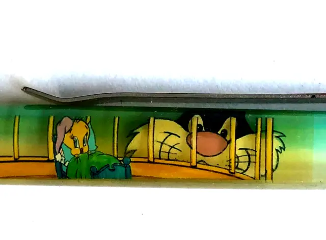 Looney Tunes Floaty Pen Sylvester the cat eyeing Tweety Bird in Cage 1989 Vtg