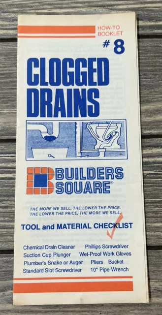 Vintage Builders Square How To Booklet #8 Clogged Drains Brochure Pamphlet