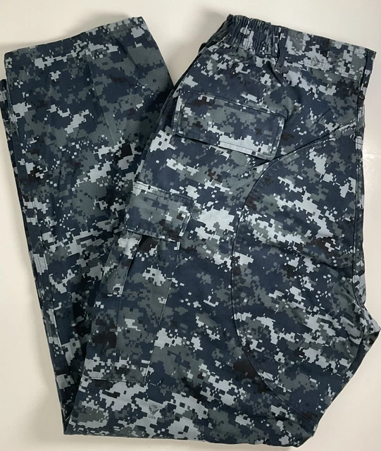US NAVY BLUE Digital Camo Cargo Military Pants Size Large Regular 18.