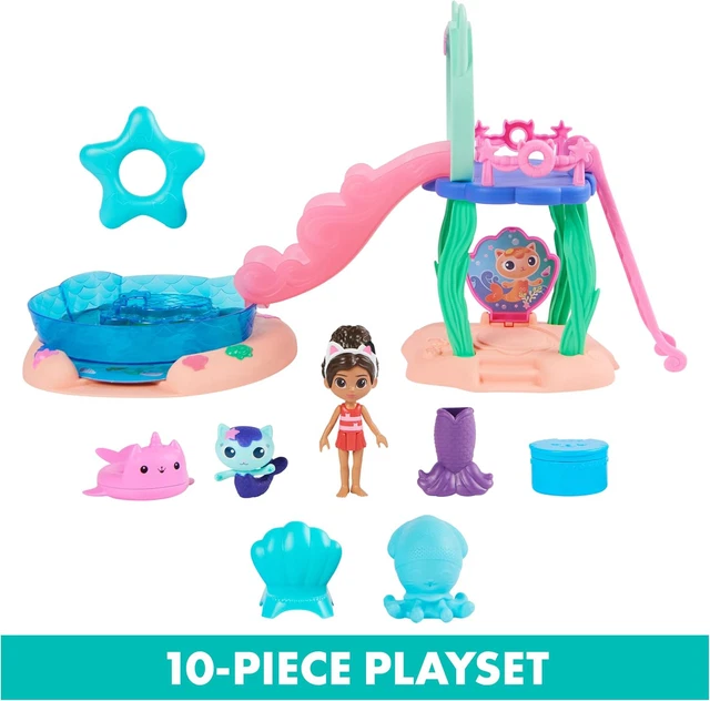 GABBY’S DOLLHOUSE, PURR-IFIC Pool Playset with Gabby and MerCat Figures ...