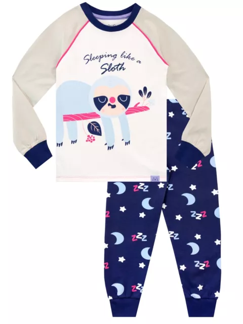 Sloth Snuggle Fit Pyjamas  Girls 3 4 5 6 7 8 9 10 11 12 Years PJs Long Sleeve
