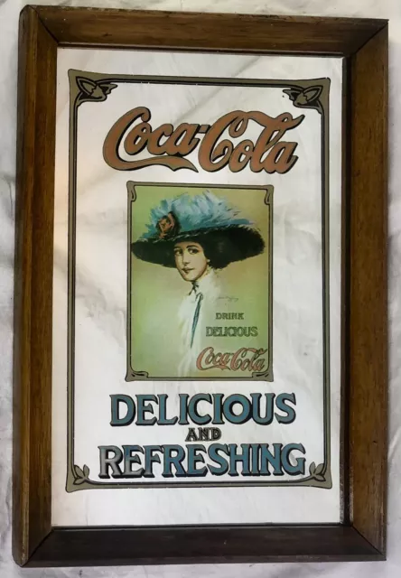 Vintage Coca-Cola Advertising Mirror, Coke, Framed Mirror, Man Cave, Pub, Bar