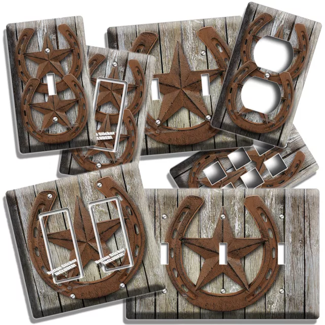 Rustic Western Cowboy Lone Star Horseshoe Light Switch Outlet Wall Plates Decor