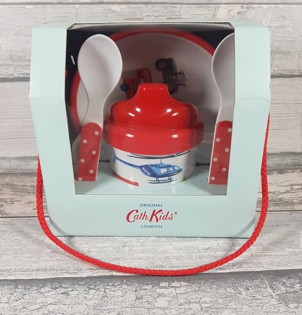 Juego de alimentación roja Cath Kidston bebé niño nuevo y en caja