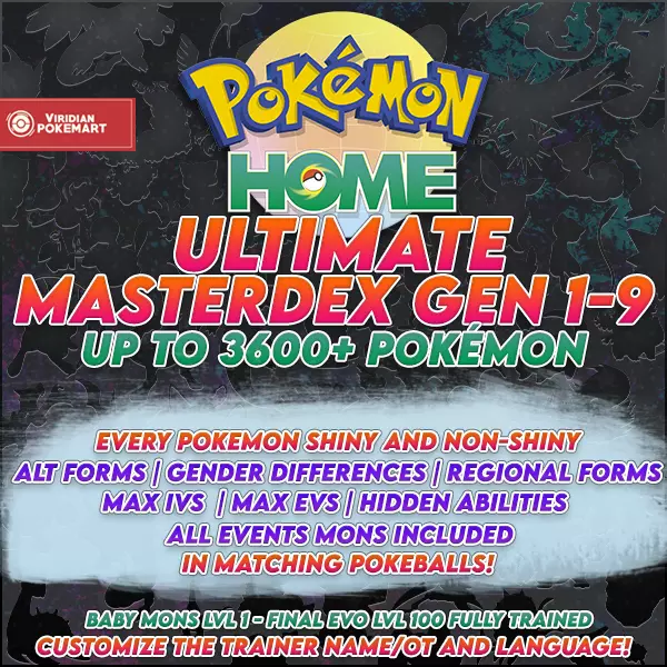 Pokemon Home 957 Gen 1-7 SHINY Living Full Complete Pokedex Rare Events  FAST 6IV