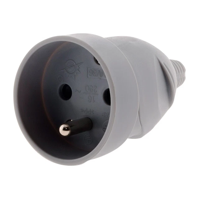 Zenitech Presa Elettrica Impermeabile IP55 16A 2P+T - Colore Grigio, Serie Orok, Installazione Con Morsetti Automatici, Norma NF, Per Esterni