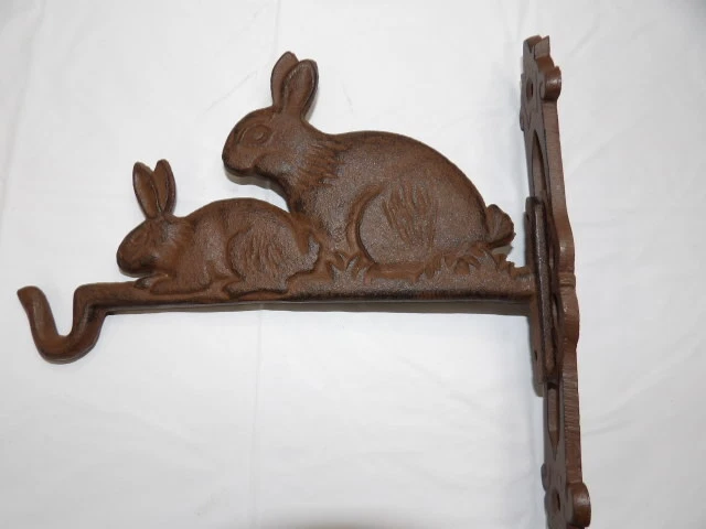 Cast Iron Rustic Bunny Wall Hook Plant Hanger