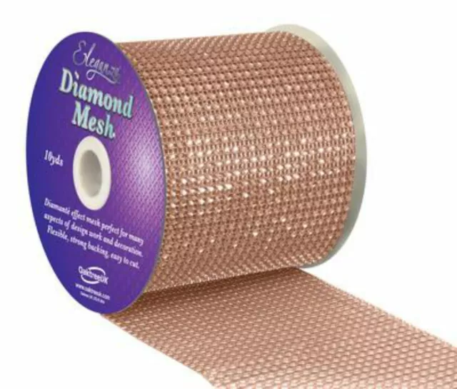 Rose Gold Diamond Mesh Diamante Rhinestone effect band ribbon Cake Trim Wedding