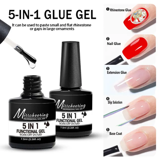 Multifuncional 5 IN 1 Esmalte de Uñas Pegamento Uña Extensión Gel UV Manicura "