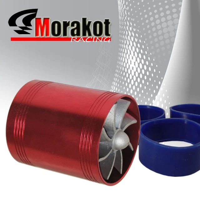 2.5" Auto Tornado Turbonator Intake Jdm Dual Fan Gas Fuel Saver Supercharger Red