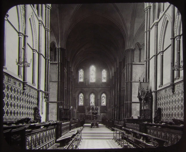 Glas magische Laterne Rutsche ROCHESTER KATHEDRAL CHOR C1890 FOTO ENGLAND