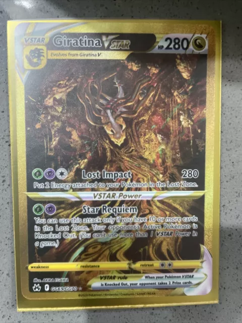 Pokémon TCG Giratina VStar GG69/GG70 Gold Alt Art - Crown Zenith NM-M!  CENTERED!