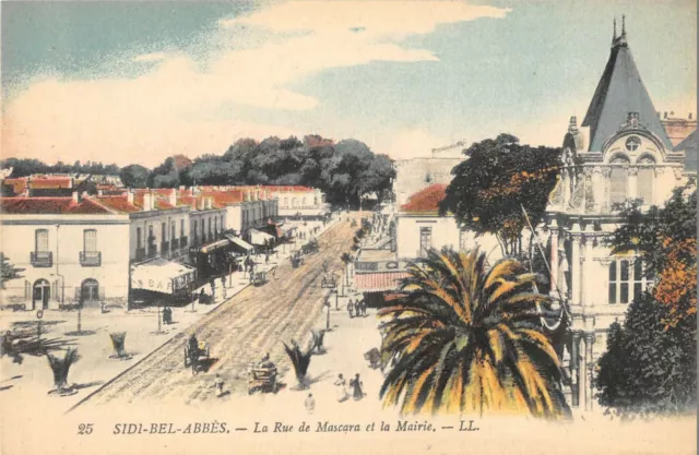 Cpa Algerie Sidi Bel Abbes La Rue De Mascara Et La Mairie