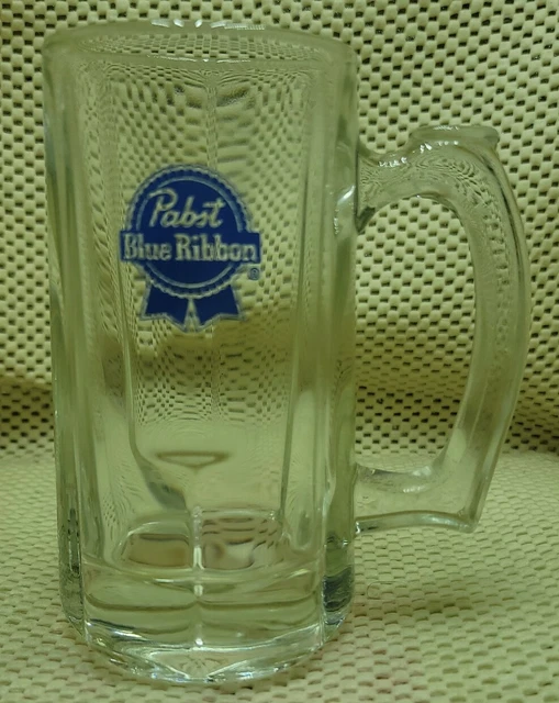 Vintage Pabst Blue Ribbon Glass Drinking Mug Draft Bar Cup