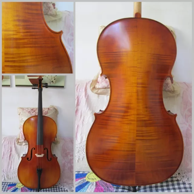New 4/4 Cello Full Size Maple Spruce Hand made Cello Ebony Fittings Cello Bow