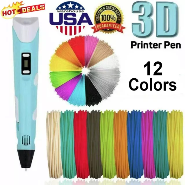 3D Printing Pen Set 3D Drawing Pen with Led Display 12 Color Filament Kid Gift